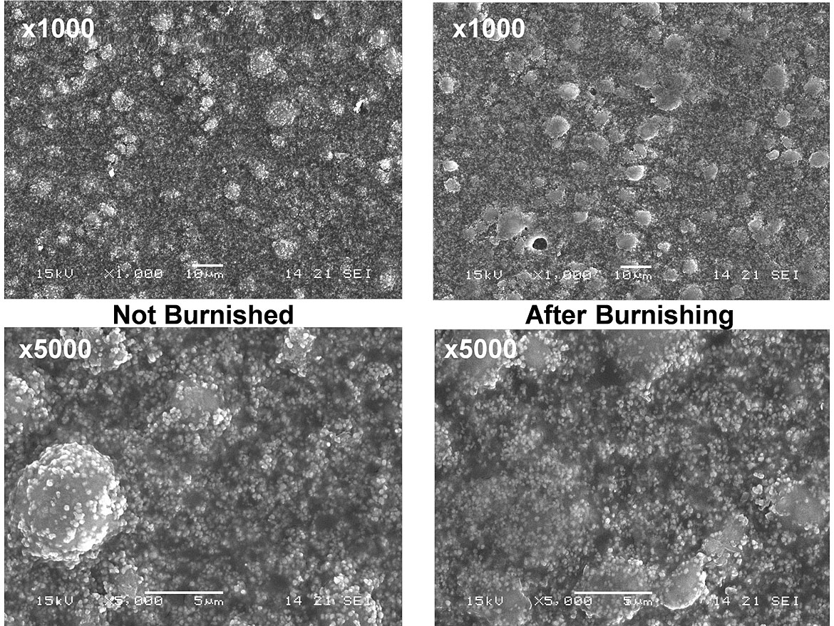 含中位粒径为4 μm球形沉淀二氧化硅的VAE蛋壳涂料抛光前后的扫描电镜图