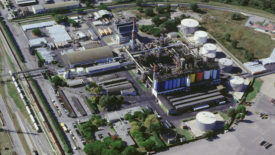 猎户座碳工程公司位于意大利拉文纳的工厂鸟瞰图。
